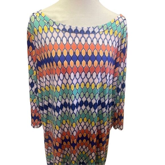 Signature Collection (Vintage Avon) Multi-Color Geometric Design Shift Dress Siz - Picture 9 of 12